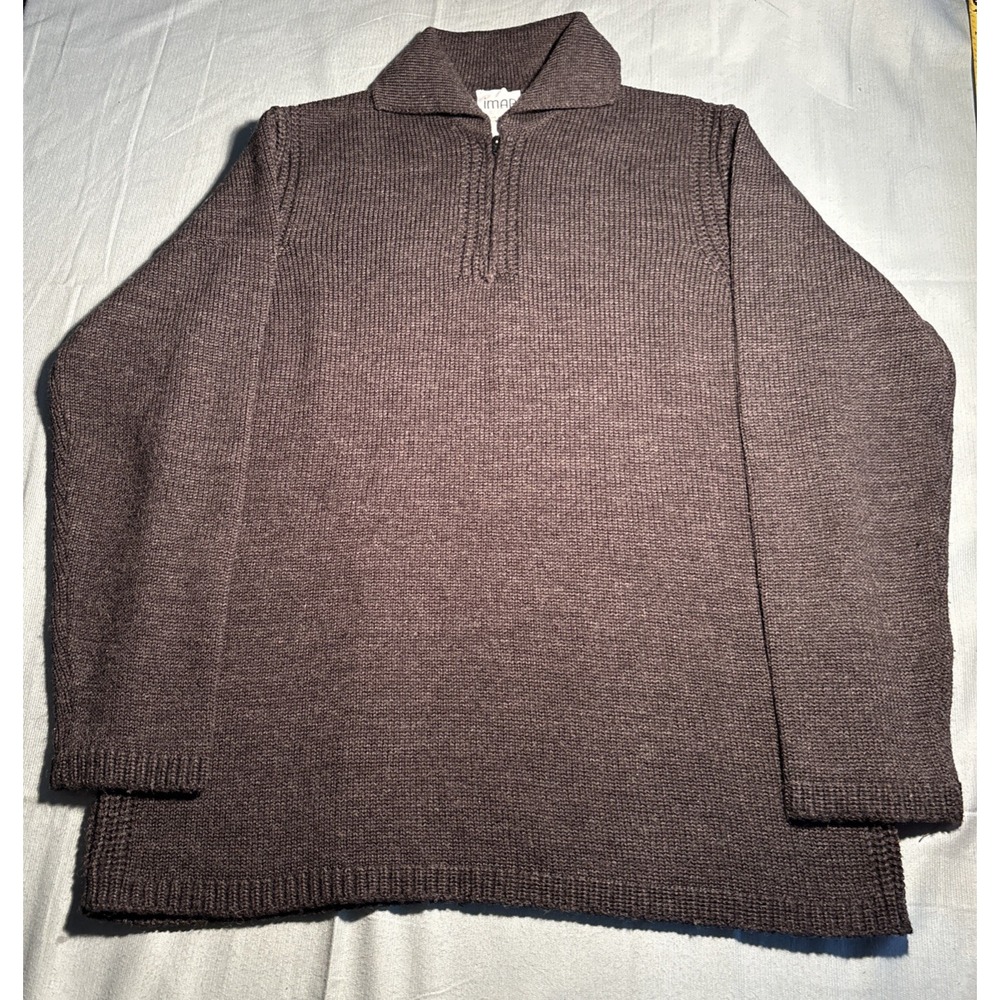 Imar Sweater Merinos Wool Acrylic 1/4 Zip Gray Mens Small